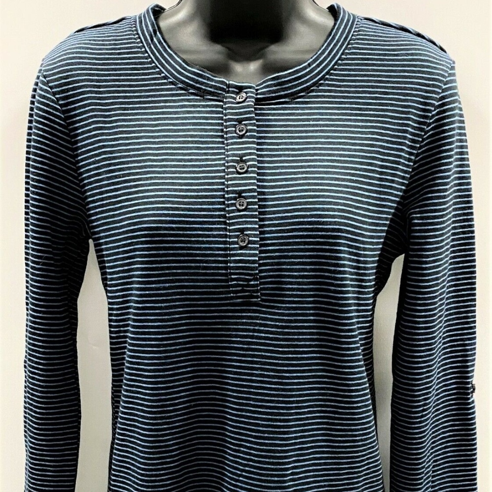 Vintage America Ariel Long Sleeve Striped Henley T